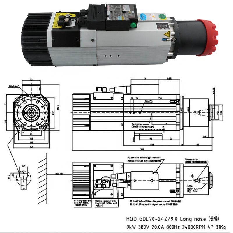 Fournisseurs HQD 9kw 220v 380v - Cnc Spindle Motor avis et prix